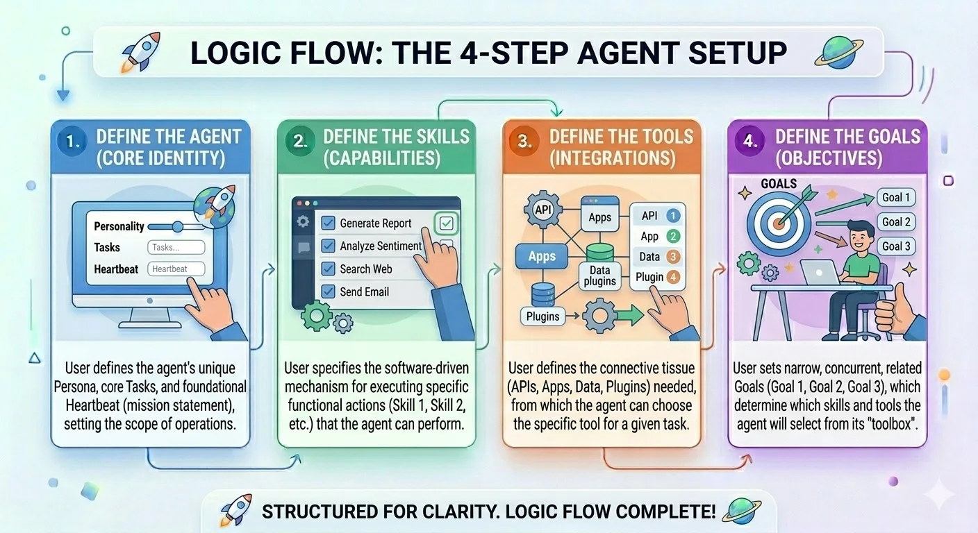 Logic Flow — Define the Agent, Skills, Tools, and Goals
